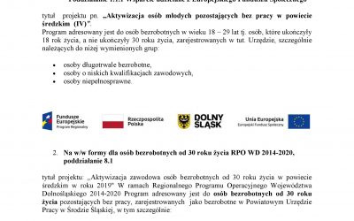 Powiatowy Urząd Pracy w Środzie Śląskiej prowadzi rekrutacje na: szkolenia indywidualne, staże, prace interwencyjne w 2019r.