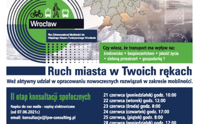 Konsultacje społeczne dotyczące opracowania ?Planu Zrównoważonej Mobilności dla Miejskiego Obszaru Funkcjonalnego Wrocławia? (PZM MOFW) – Etap II