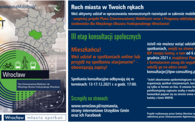 Konsultacje społeczne dotyczące opracowania ?Planu Zrównoważonej Mobilności dla Miejskiego Obszaru Funkcjonalnego Wrocławia? (PZM MOFW) – Etap III