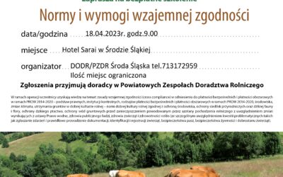 Powiatowy Zespół Doradztwa Rolniczego w Środzie Śląskiej zaprasza na bezpłatne szkolenie