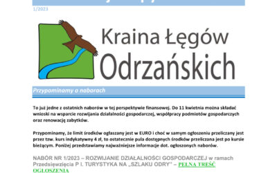 Jest już najnowszy numer newslettera Lokalnej Grupy Działania Krainy Łęgów Odrzańskich