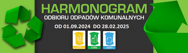 HARMONOGRAM WYWOZU ODPADÓW KOMUNALNYCH W GMINIE MALCZYCE OBOWIĄZUJĄCY OD 1.09.2024  DO 28.02.2025