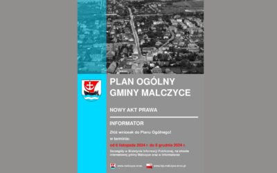 Ogłoszenie o przystąpieniu do sporządzenia planu ogólnego Gminy Malczyce